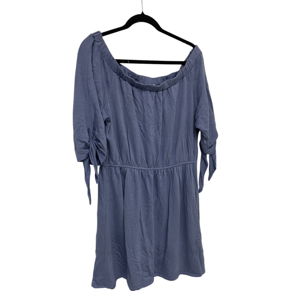 The Vanity Room Off Shoulder Dress Womens Size Plus 2X fleece‎ Blue Stretch NWT - Picture 2 of 16